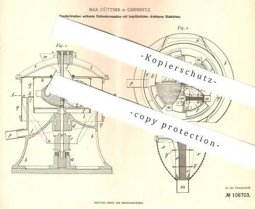 original Patent - Max Güttner , Chemnitz , 1898 , Schleudermaschine | Schleuder | Trockner | Zuckerfabrik , Papierfabrik