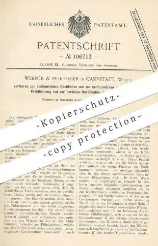 original Patent - Werner & Pfleiderer , Cannstatt / Stuttgart , 1898 , kontinuierliche Destillation | Destille , Chemie