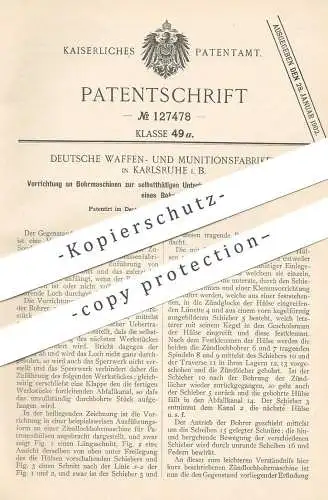 original Patent - Deutsche Waffen- u. Munitionsfabriken , Karlsruhe , 1901 , Bohrmaschine | Bohrer , Bohren , Schlosser