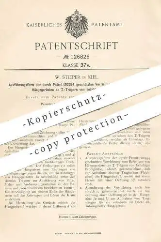 original Patent - W. Stieper , Kiel , 1901 , Hängegerüst | Baugerüst , Gerüstbau , Gerüstbauer , Bau - Gerüst , Maurer !