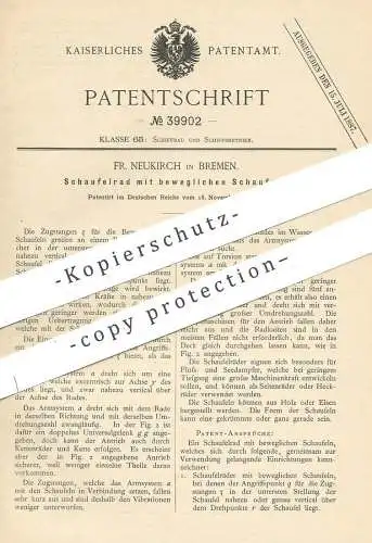 original Patent - Fr. Neukirch , Bremen , 1886 , Schaufelrad mit beweglichen Schaufeln | Schiff , Schaufel , Wasserkraft