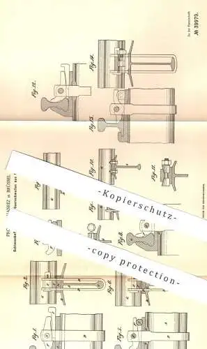 original Patent - Prosper Hanrez , Brüssel , 1886 , Schienenbefestigung auf Schwellen aus Bulbeisen | Eisenbahn Schienen