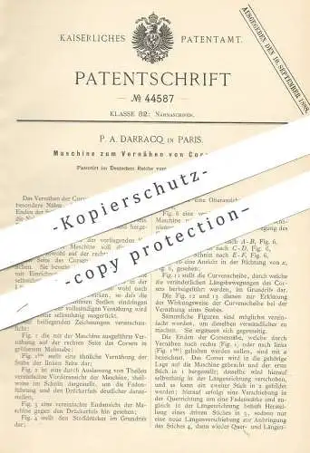 original Patent -  P. A. Darracq , Paris , Frankreich , 1887 , Vernähen von Korsettstäben | Schneider | Korsett , Korset