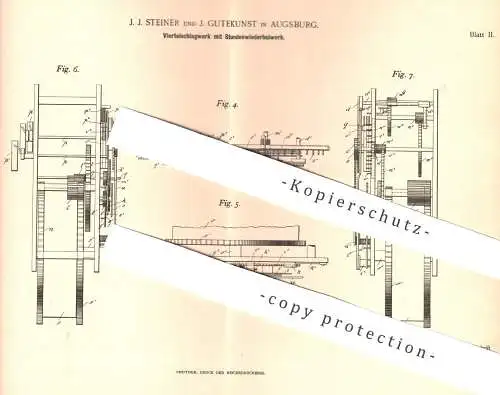 original Patent - J. J. Steiner , J. Gutekunst , Augsburg 1896 , Viertelschlagwerk m. Stundenwiederholwerk | Uhr , Uhren