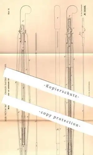 original Patent - Jules Victor Mathieu , Charles Falcimaigne , Paris 1885 , Mechanisch öffnender u. schließender Schirm