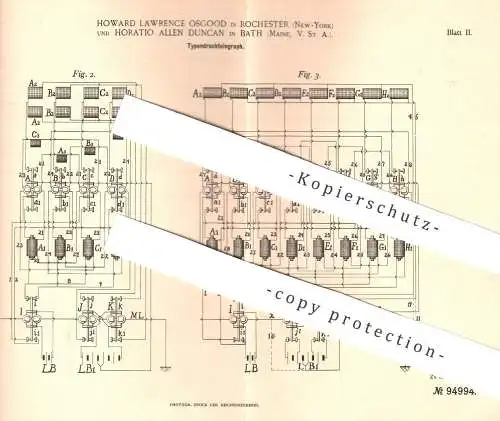 original Patent - Howard Lawrence Osgood , Rochester , New York , Horatio Allen Duncan , Bath , Maine , USA , Telegraph