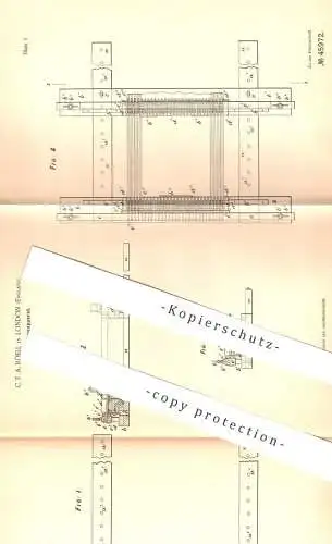 original Patent - C. F. A. Röell , London , England  1888 , Faltenlegeapparat | Stoff , Gewebe , Schneider , Schneiderei