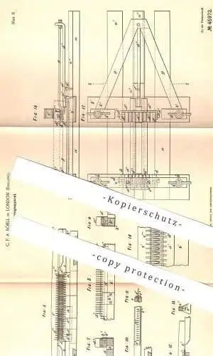 original Patent - C. F. A. Röell , London , England  1888 , Faltenlegeapparat | Stoff , Gewebe , Schneider , Schneiderei