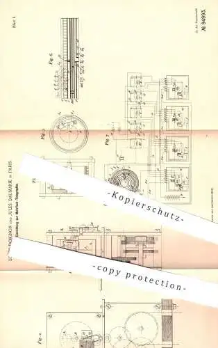 original Patent - Louis Doignon , Jules Daumarie , Paris , Frankreich  1895 , Mehrfach - Telegraphie | Telegraph | Strom