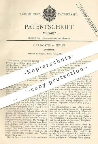 original Patent - Aug. Noster , Berlin  1891 , Ausziehtisch | Tisch , Tische , Holztisch | Tischler , Möbel , Möbelbauer