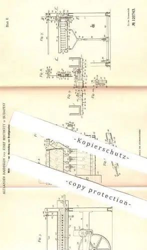 original Patent - Alexander Haidekker , Josef Berthóty , Budapest , 1899 , Webmaschine für Draht - Gewebe | Weben !!