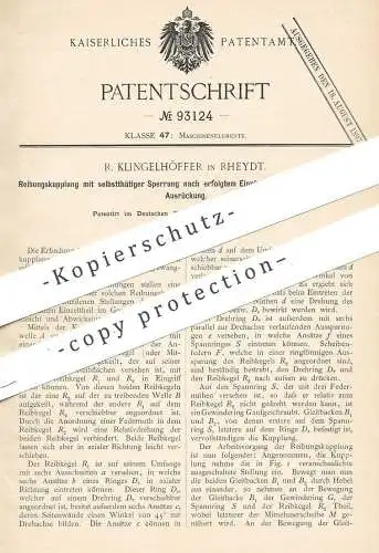 original Patent - R. Klingelhöffer , Rheydt , 1896 , Reibungskupplung | Kupplung | Eisenbahn , Kupplungen !!