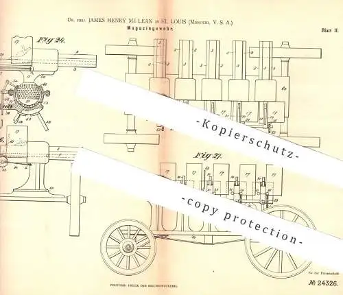 original Patent - Dr. med. James Henry Mc Lean , St. Louis , Missouri , USA , 1882 , Magazingewehr | Gewehr , Waffen !!!