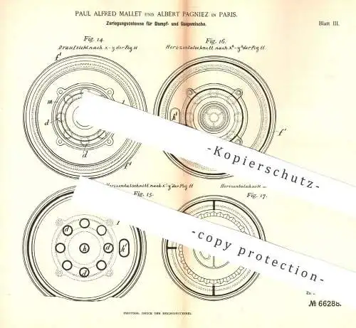 original Patent - Paul Alfred Mallet , Albert Pagniez , Paris , 1891 , Zerlegungskolonne für Dampf- und Gasgemisch | Gas