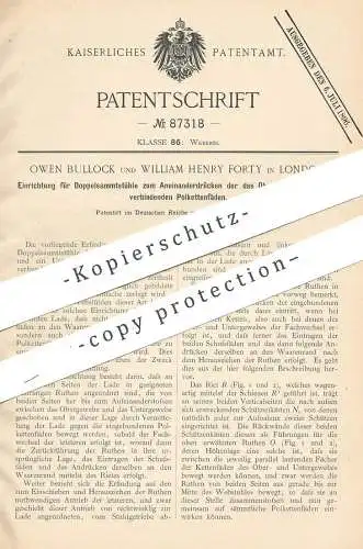 original Patent - Owen Bullock , William Henry Forty , London , 1894 , Doppelsamtstuhl | Webstuhl , Weben , Weber !!!