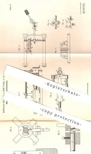 original Patent - Edward Ermold , New York , USA , 1890 , Flaschenkorkmaschine | Flaschenkork | Flaschen - Korken !!!