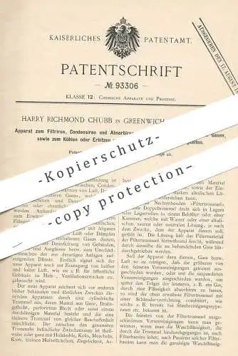 original Patent - Harry Richmond Chubb , Greenwich , Kent , 1896 , Filtern , Kondensieren u. Absorbieren von Luft u. Gas