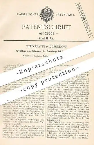 original Patent - Otto Klatte , Düsseldorf , 1900 , Schmieren der Dornstange am Rohrwalzwerk | Walzwerk , Walze , Walzen