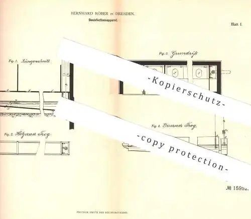 original Patent - Bernhard Röber , Dresden , 1879 , Apparat für Desinfektion | Desinfizieren , Wasser , Toilette , WC