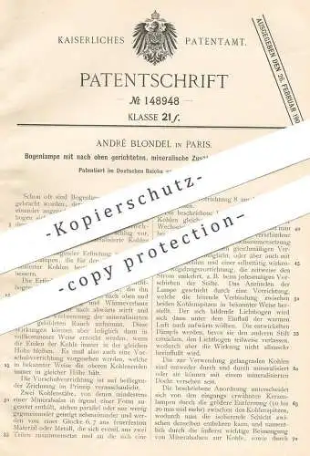 original Patent - André Blondel , Paris , Frankreich , 1901 , Bogenlampe | Lampe , Kohlen | Jablochkoff , Weston !!!