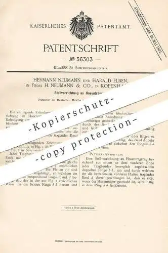 original Patent - Hermann Neumann , Harald Elben , Kopenhagen , 1890 , Hosenträger | Hose , Mode , Bekleidung !!