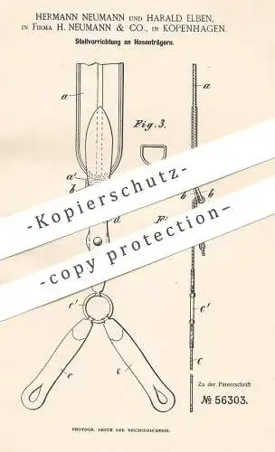 original Patent - Hermann Neumann , Harald Elben , Kopenhagen , 1890 , Hosenträger | Hose , Mode , Bekleidung !!