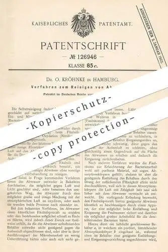 original Patent - Dr. O. Kröhnke , Hamburg , 1900 , Reinigen der Abwässer | Abwasser , Wasser , Kläranlage , Klärgrube