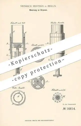 original Patent - Heinrich Mestern , Berlin , 1881 , Brause , Brausen | Dusche , Badewanne , Wasserhahn , Wasserleitung