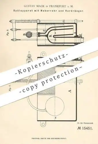 original Patent - Gustav Mack , Frankfurt / Main , 1881 , Spülapparat | WC - Spülung | Toilette , Kloset | Klempner !!!