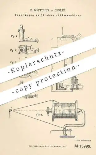 original Patent - E. Böttcher , Berlin , 1881 , Strohhut - Nähmaschine | Nähmaschinen | Nähen , Schneider | Stroh - Hut