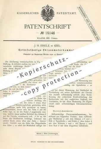 original Patent - J. H. Eisele , Kiel , 1880 , Chronometerhemmung | Chronometer - Hemmung | Uhr , Uhren , Uhrmacher !!!