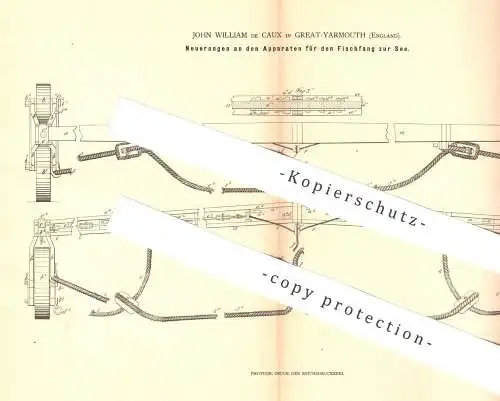 original Patent - John William de Caux , Great Yarmouth , England , 1880 , Fischfanggerät | Fischer , Fischerei , Fische