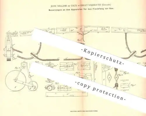 original Patent - John William de Caux , Great Yarmouth , England , 1880 , Fischfanggerät | Fischer , Fischerei , Fische