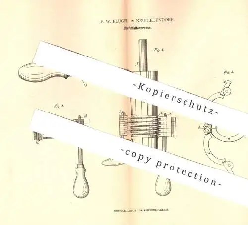 original Patent - F. W. Flügel , Neudietendorf , 1880 , Stiefelfaltenpresse | Stiefel , Schuhwerk , Presse , Schuster !