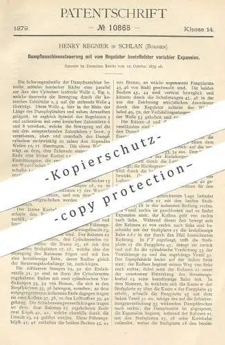 original Patent - Henry Regnier , Schlan / Böhmen , 1879 , Dampfmaschinen - Steuerung | Motor , Regulator , Motoren !!!