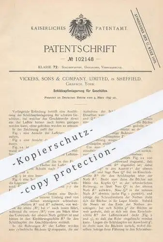 original Patent - Vickers , Sons & Company Limited , Sheffield York , 1897 , Schildzapfenlagerung für Geschütze | Waffen