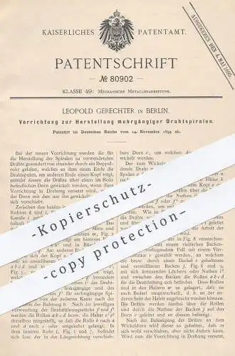 original Patent - Leopold Gerechter , Berlin , 1894 , Herstellung mehrgängiger Drahtspiralen | Draht , Metall , Drähte