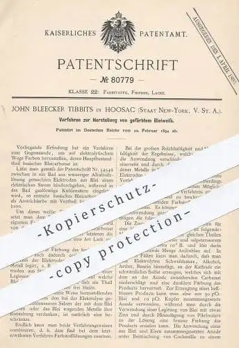 original Patent - John Bleecker Tibbets , Hoosac , New York , USA , 1894 , gefärbtes Bleiweiß | Bleicarbonat , Blei !