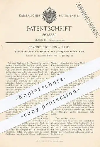 original Patent - Edmond Brochon , Paris , Frankreich , 1891 , Anreichern von phosphorsaurem Kalk | Dünger , Düngen !!!