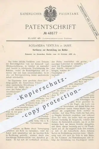 original Patent - Roxandra Ventura , Jassy , Frankreich , 1888 , Herstellung von Butter | Rahm , Molke , Käse , Milch