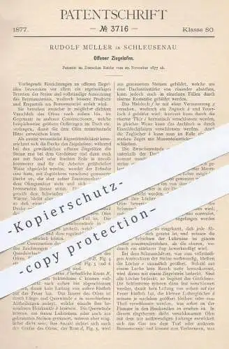 original Patent - Rudolf Müller , Schleusenau , 1877 , Offener Ziegelofen | Ziegel - Ofen | Ofenbauer , Öfen , Brennofen