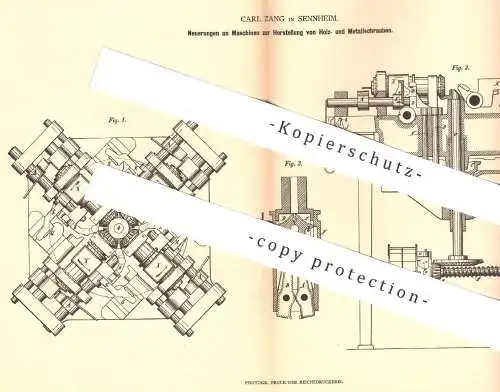 original Patent - Carl Zang , Sennheim / Mosel , 1879 , Herst. von Schrauben aus Holz u. Metall | Schraube , Werkzeug !!