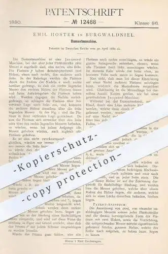 original Patent - Emil Hoster , Burgwaldniel , 1880 , Damastmaschine | Damast , Jacquard | Weben , Weberei , Weber !!