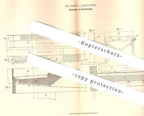 original Patent - Joh. Wernz , Erpolzheim / Mannheim / Rhein / Pfalz , 1880 , Getreidesieb | Getreide - Sieb !!!