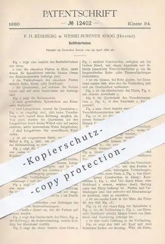 original Patent - P. H. Keseberg , Wesselburenerkoog / Holstein / Heide / Eider  1880 , Bettfederboden | Bett , Matratze