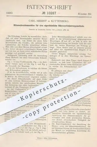 original Patent - Carl Herbst , Kuttenberg , 1880 , Rübenschneidemaschine | Rüben Schneidemaschine | Messer , Zuckerrübe