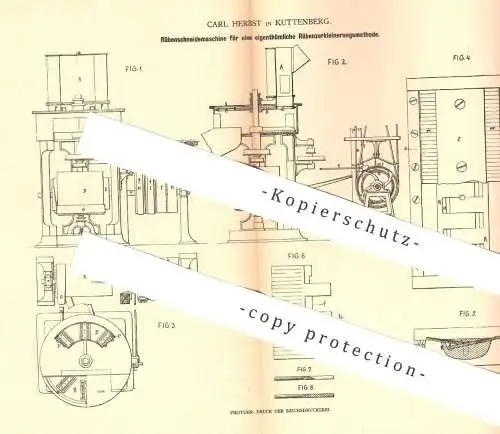 original Patent - Carl Herbst , Kuttenberg , 1880 , Rübenschneidemaschine | Rüben Schneidemaschine | Messer , Zuckerrübe