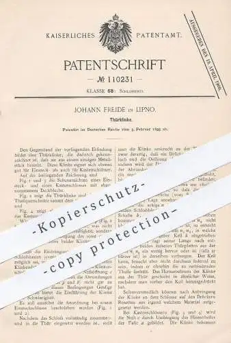 original Patent - Johann Frejde , Lipno , Tschechien , 1899 , Türklinke | Tür Klinke | Schlosser , Schlosserei , Schloss