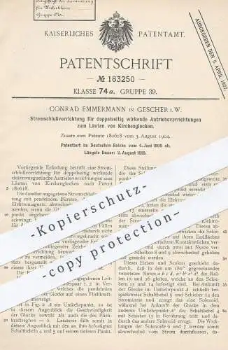 original Patent - Conrad Emmermann , Gescher / Westfalen / Coesfeld 1905 , Antrieb z. Läuten von Kirchenglocken | Glocke