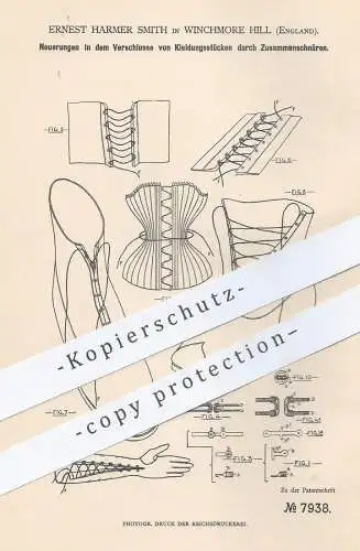 original Patent - Ernest Harmer Smith , Winchmore Hill , England , Kleidungsstück - Verschluss | Bekleidung , Schneider